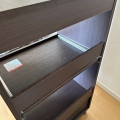 ★タイムセール★アイリスオーヤマ キッチンボード レンジ台 スライド棚 幅50×奥行37×高さ93.8cm ブラウンオーク KBD-500の画像