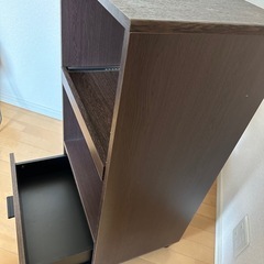 ★タイムセール★アイリスオーヤマ キッチンボード レンジ台 スライド棚 幅50×奥行37×高さ93.8cm ブラウンオーク KBD-500の画像