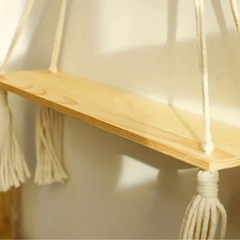 新品未使用　マクラメウォールハンギング　プランターシェルフ　ボヘミアンインテリア　の画像