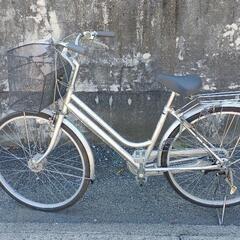 自転車　ママチャリ　三段ギア　シルバー　26インチ　cz park