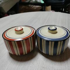 たち吉　立筋　蓋物2個セット