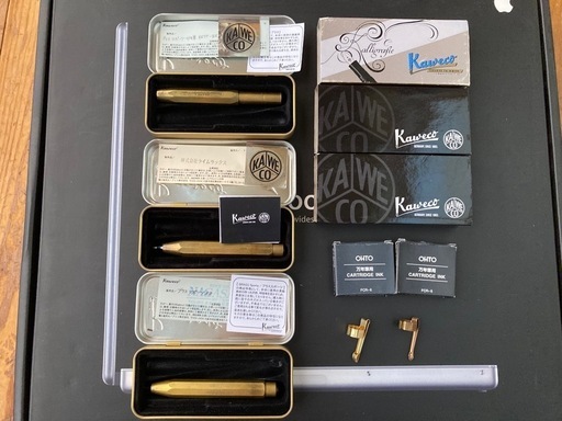 カヴェコ　ブラス（真鍮）スポーツ3本セット【万年筆・ボールペン・シャープペンシル】ペングリップ2個