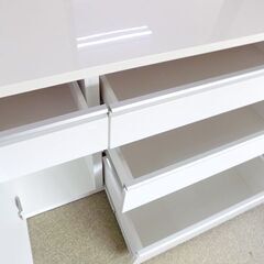 新札幌 NITORI ニトリ キッチン キュリー2 120ct 鏡面仕上げ 食器棚 キッチンカウンター キッチンキャビネット / 2679の画像