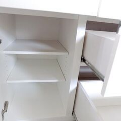 新札幌 NITORI ニトリ キッチン キュリー2 120ct 鏡面仕上げ 食器棚 キッチンカウンター キッチンキャビネット / 2679の画像