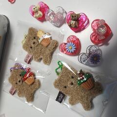 くまさんキーホルダー♥キッズ指輪ハンドメイドの画像