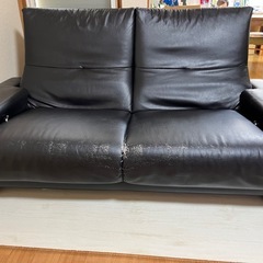 至急！！　リクライニング可　黒　革　ソファ　