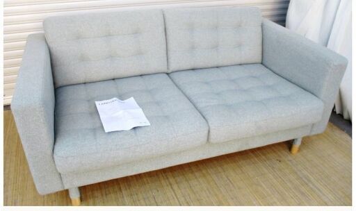 IKEA　2人掛け　ソファ　ランズクローナ　LANDSKRONA　布製　ラブソファ　インテリア　木脚　2022年製造　イケア