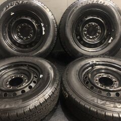 【DUNLOP VAN01 195/80R15 107/105L LT】夏タイヤ【トヨタ 200系ハイエース 純正ホイール 15インチ 6J6HPCD139.7+35】バリ溝　(KTL117)