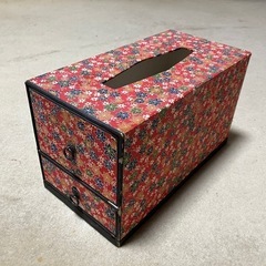 赤　千代紙　ティッシュボックス　昭和レトロ