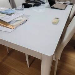 ホワイト ダイニングテーブル（強化ガラス）＋椅子4脚セット