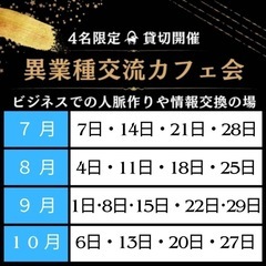 8月【 異業種交流カフェ会 @昼カフェ 】《 貸し切り開催 × 4名2組 限定 》2on2ビジネス交流会☕ 人脈作り・ビジネスのPR ・情報交換や悩みの共有・ヒントが見つかる！ − 岡山県