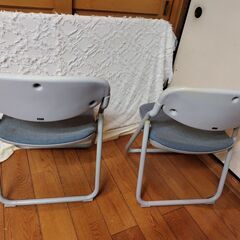 世田谷区近辺配送可能　2脚セット　折り畳みチェア　事務椅子　内田洋行/ウチダ　肘なし　スタッキングチェア　ミーティングチェア・多目的チェア　会議用チェア ミーティングチェア 布張りの画像