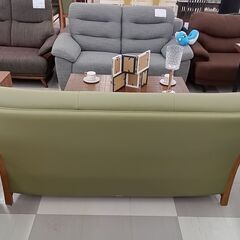 ★ジモティ割あり★  三人掛けソファー グリーン  H87×D74×W154  クリーニング済み TC877の画像