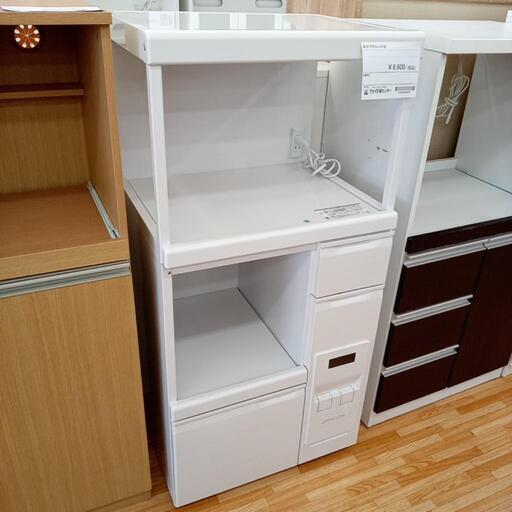 ★ジモティ割あり★ 米びつ付きレンジ台　ホワイト　クリーニング済　YJ3355