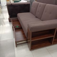 ★ジモティ割あり★  三人掛けソファー ブラウン  H72×D78×W204 クリーニング済み TC884の画像