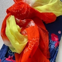 🧡浴衣🧡120🧡兵児帯付き🧡ネイビー🧡金魚🧡の画像