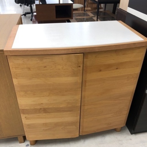 キャビネット2枚扉人工大理石トップライトブラウン【トレファク堺福田店】