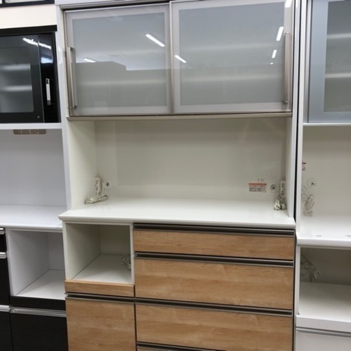 綾野製作所（AYANO）レンジボードスライド扉ホワイト×ベージュソフト