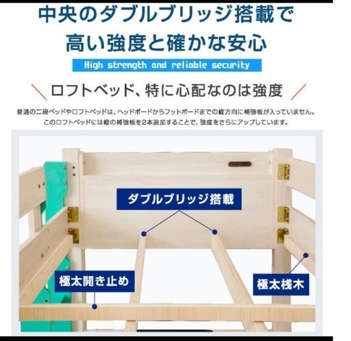 早い者勝ち‼️　【美品】ハイタイプ　ロフトベッド　机付き