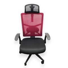 24Y506 ジ 【美品】 nitori ニトリ ワークチェア バジーオ 昇降式 黒×赤 椅子 OAチェア 中古品の画像