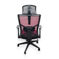 24Y506 ジ 【美品】 nitori ニトリ ワークチェア バジーオ 昇降式 黒×赤 椅子 OAチェア 中古品の画像