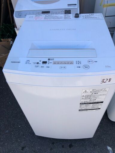 NO 328 北九州市内配送設置無料✨　東芝 全自動洗濯機 4.5kg ピュアホワイト AW-45M5 W