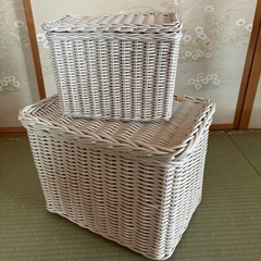 ラタンバスケットセット※値下げしました(9月末まで)の画像