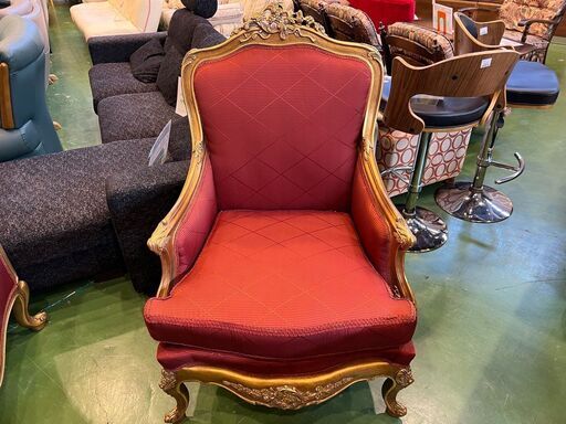 【愛品館八千代店】イタリア製　ロココ調　1人掛ハイバックソファ②