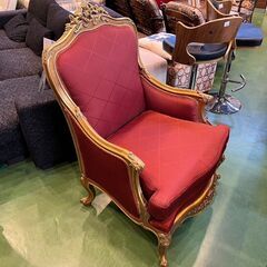 【愛品館八千代店】イタリア製　ロココ調　1人掛ハイバックソファ②の画像