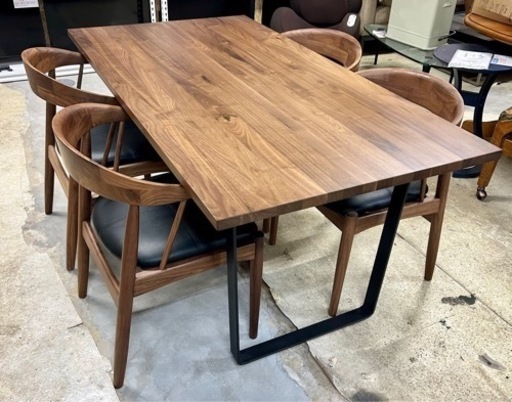札幌市内配送可 展示品 関家具 ダイニング5点セット テーブル幅150cm ウォールナット
