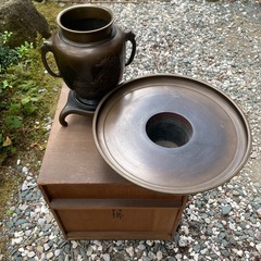 骨董 アンティーク 薄端 共箱　花器  生け花 華道 の画像