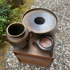 骨董 アンティーク 薄端 共箱　花器  生け花 華道 の画像