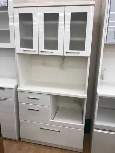 ★ジモティ割あり★  食器棚 ホワイト H181×W89×D42 クリーニング済み KJ5824