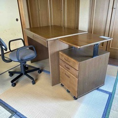 書斎用 机 袖引き出し 椅子 セット