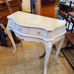 猫脚 コンソールテーブル ホワイト 引出し3個 化粧台 COMO 幅85㎝×奥行