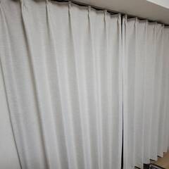 カーテン3点（ホワイト） ＋ 物干し竿2点セットの画像