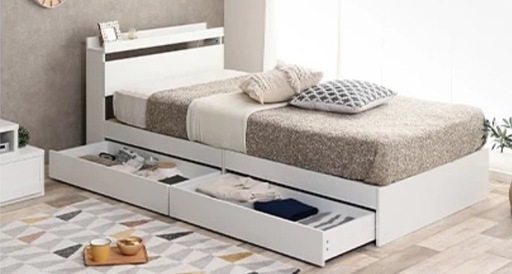 中古　収納付きシングルベッド　ホワイト