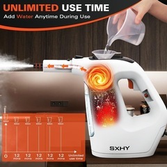 SXHY スチームクリーナー、スチーム洗浄機連続スチームロック付き、11ピースのアクセサリーセットを備えた、使用時間無制限、加圧高温スチームクリーナー多目的および多面すべての自然で化学薬品を使用しない家庭、キッチン、自動車、用スチームクリーニング、カーペット 除菌 掃除の画像