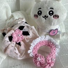 ぽてたま ちいかわ   ピンクのお花ドレス、ヘッドバンド、レースのドレス　 ちいかわグッズの画像