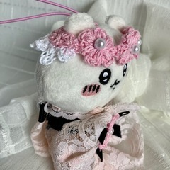 ぽてたま ちいかわ   ピンクのお花ドレス、ヘッドバンド、レースのドレス　 ちいかわグッズの画像