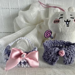 ちいかわグッズ　ぽてたま ちいかわ 着せ替え ラベンダーな帽子とワンピース  ハンドメイド　の画像