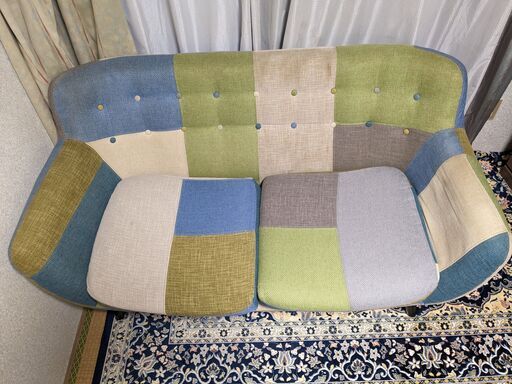 値下げ！Francfranc フランフラン ナビア パッチワークソファ 2S (ふじ