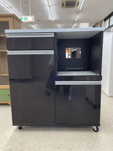 ★ジモティ割あり★  食器棚 白・黒 H91×D45×W80 クリーニング済み TJ7752