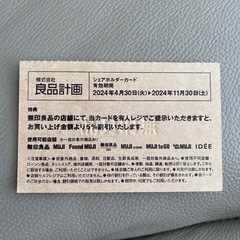 無印良品 株主優待 良品計画 シェアホルダーカード