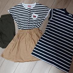 女の子 夏秋 お洋服 ワンピース ズボン 全120cm 3枚セット