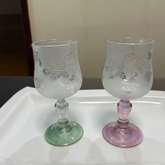 ペアワイングラス　ぶどう柄