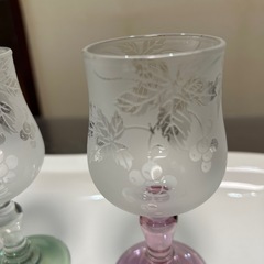 ペアワイングラス　ぶどう柄の画像