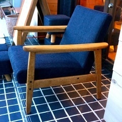 カリモク Kチェア 1シーター ソファ セルビッチデニムリメイクモデルの画像