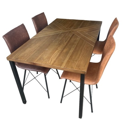 ジ0804-15 関家具ダイニングセット　天然木　机: 横138.5×縦80×72（cm）