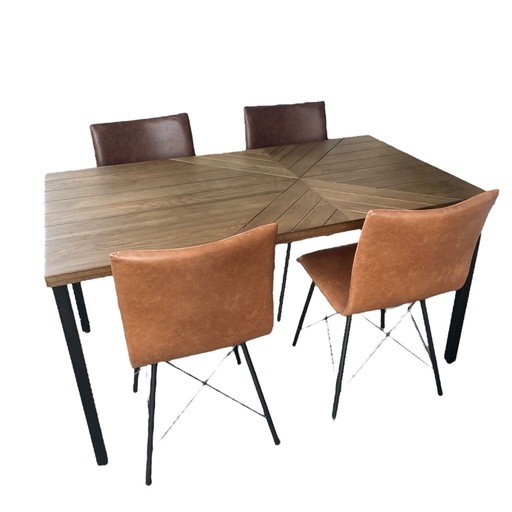 ジ0804-15 関家具ダイニングセット　天然木　机: 横138.5×縦80×72（cm）